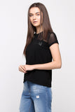 Relaxed Fit Tee With Mesh Cut & Sew