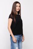 Relaxed Fit Tee With Mesh Cut & Sew