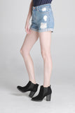 High Waist Denim Shorts With Ripped Detail