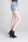High Waist Denim Shorts With Ripped Detail