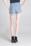 High Waist Denim Shorts With Ripped Detail