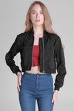Cropped Bomber Jacket With Patch