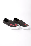 Canvas Slip On Sneakers With Embroidery