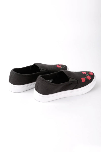 Canvas Slip On Sneakers With Embroidery