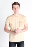 Relaxed Fit Tee With Woven Pocket & Rolled-Up Sleeve Detail