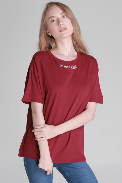 Boyfriend Fit Tee with Embroidery