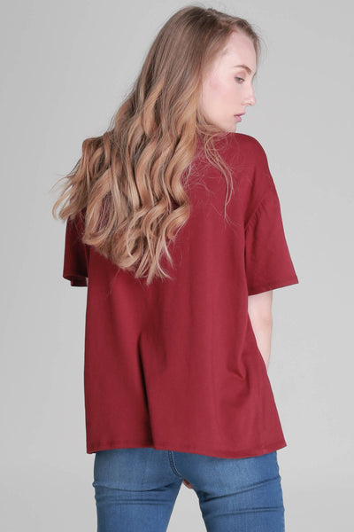 Boyfriend Fit Tee with Embroidery