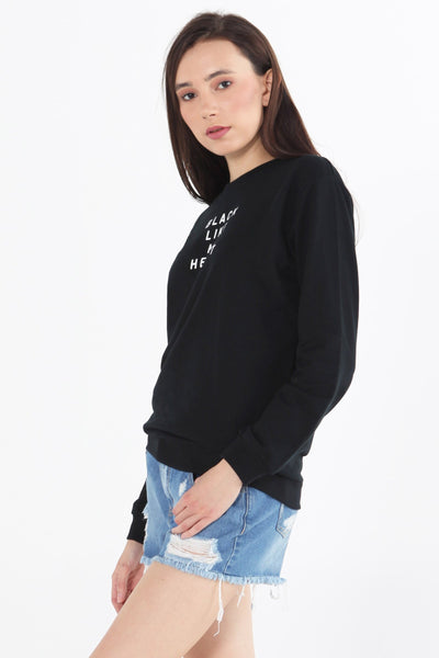 Boyfriend Fit Pullover With Graphic Print
