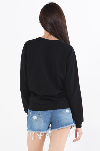 Boyfriend Fit Pullover With Graphic Print