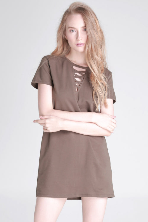 T-Shirt Dress with Criss-Cross Detail