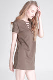 T-Shirt Dress with Criss-Cross Detail