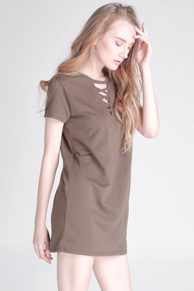 T-Shirt Dress with Criss-Cross Detail