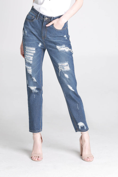 Vintage Slim Jeans With Distressed Effect