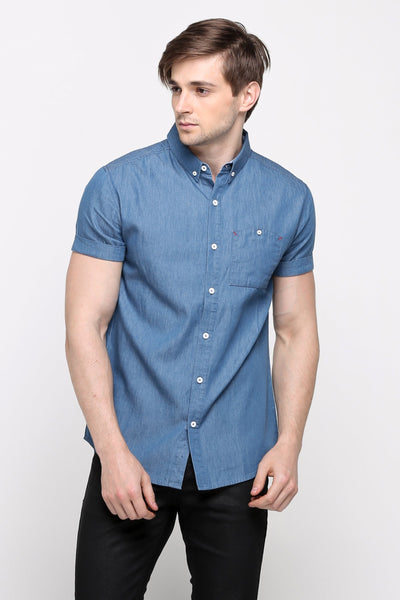 Chambray Shirt With Pocket Detail