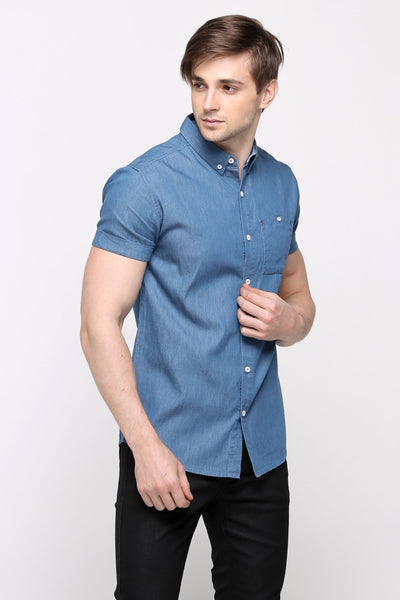 Chambray Shirt With Pocket Detail