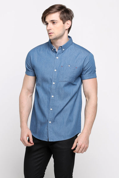 Chambray Shirt With Pocket Detail