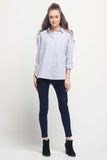 Boyfriend Fit Button-Down Linen Shirt