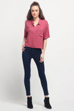 Boyfriend Fit Button-Down Linen Shirt