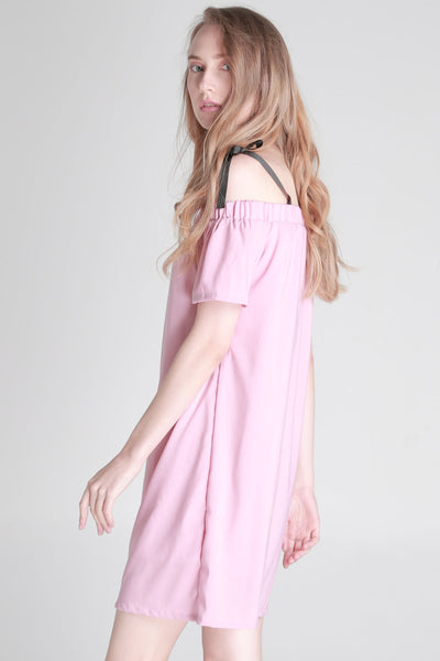 Regular Length Shift Dress With Cold Shoulder Detail