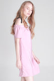 Regular Length Shift Dress With Cold Shoulder Detail