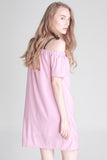 Regular Length Shift Dress With Cold Shoulder Detail