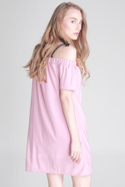 Regular Length Shift Dress With Cold Shoulder Detail
