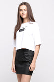 Boxy Tee With Graphic Print and Fringe Detail