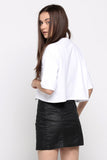 Boxy Tee With Graphic Print and Fringe Detail