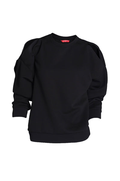 Textured Knit Pullover with Cut-out detail on shoulders