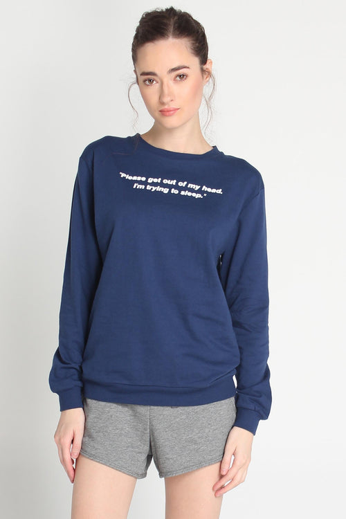 Boyfriend Fit Pullover With Graphic Print