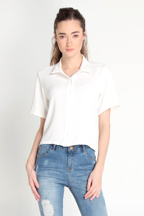 Crepe Shirt With Button-Down Collar