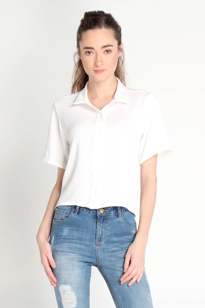 Crepe Shirt With Button-Down Collar