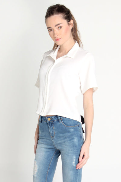 Crepe Shirt With Button-Down Collar