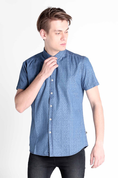 Chambray Shirt With All-Over Print