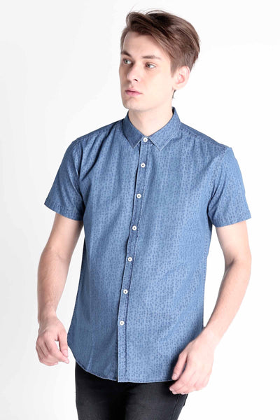 Chambray Shirt With All-Over Print