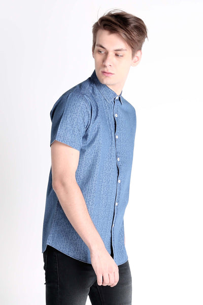 Chambray Shirt With All-Over Print