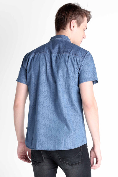 Chambray Shirt With All-Over Print