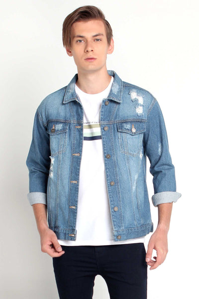 Denim Trucker Jacket With Pocket Detail