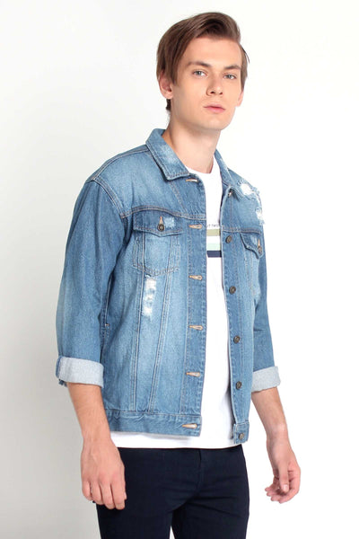 Denim Trucker Jacket With Pocket Detail