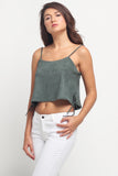 Boxy Velvet Tank Top With Side-Lace Detail