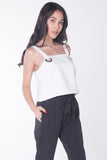 Boxy Fit Woven Top With Big Eyelet