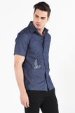 Chambray Shirt With Notched Collar