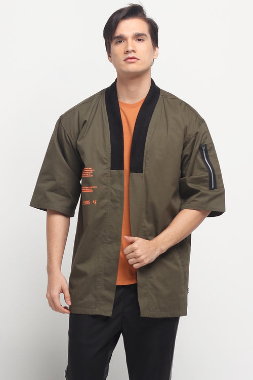 Twill Kimono With Graphic Print