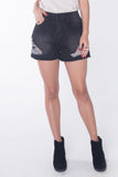 High Waist Denim Shorts With Ripped Detail