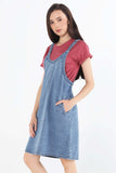 Denim Jumper Skirt With Braided Straps