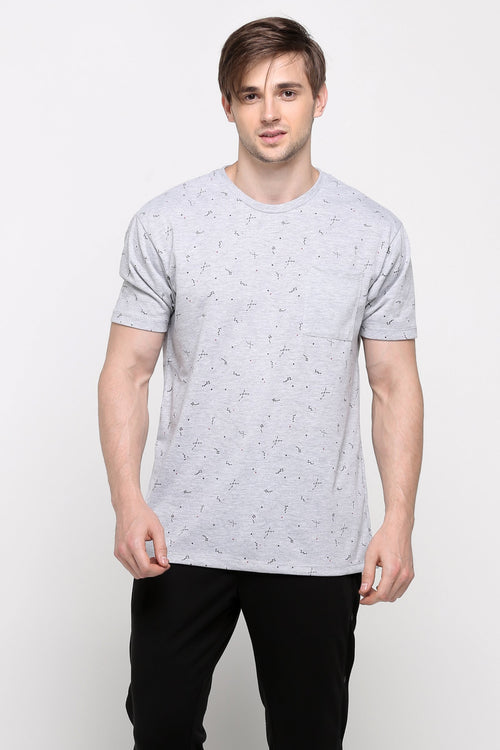 Relaxed Fit Tee With Pocket Detail in All-Over Print