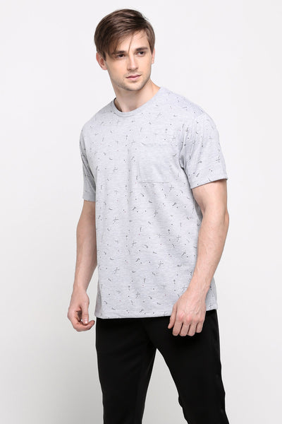 Relaxed Fit Tee With Pocket Detail in All-Over Print