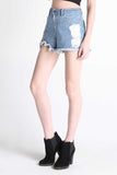 Denim Shorts With Round Zipper Puller