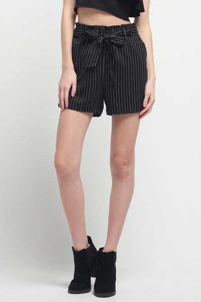 Striped Fashion Shorts With Self-Fabric Belt