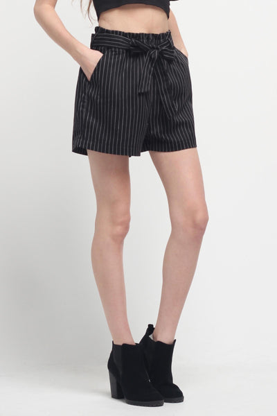 Striped Fashion Shorts With Self-Fabric Belt